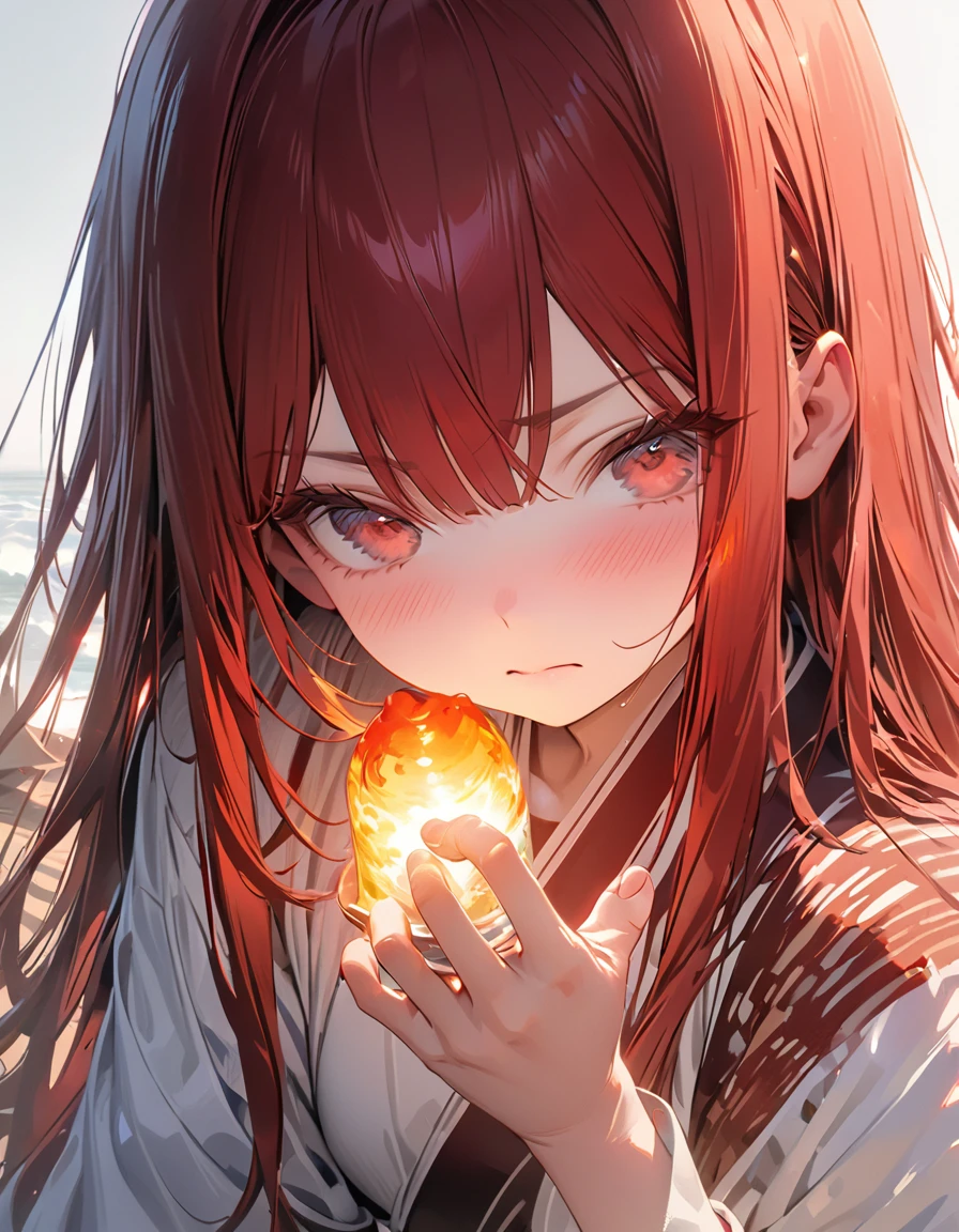 Embarrassed(Masseter muscle area, high quality, Mysterious, Beautiful and beautiful, Ideal body proportions, Official image art, Impressionism), (Ultra-high resolution, 8k RAW photos, Photorealistic, Natural light, Textile Shading),Perfect Fingers