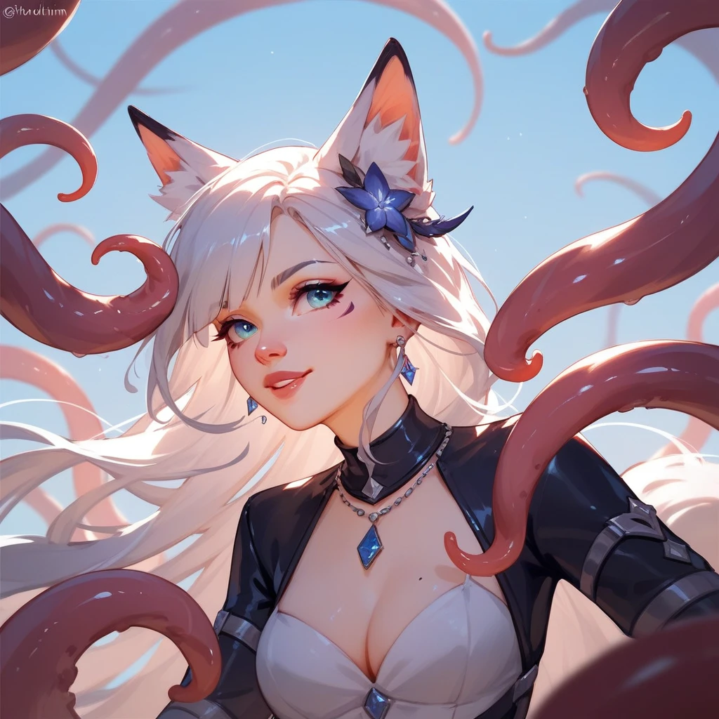Rivaylian Bandit Fox in tentacle pink aesthetic art style, SFW (score_9,score_8_up,score_7_up,score_6_up,score_5_up,score_4_up)