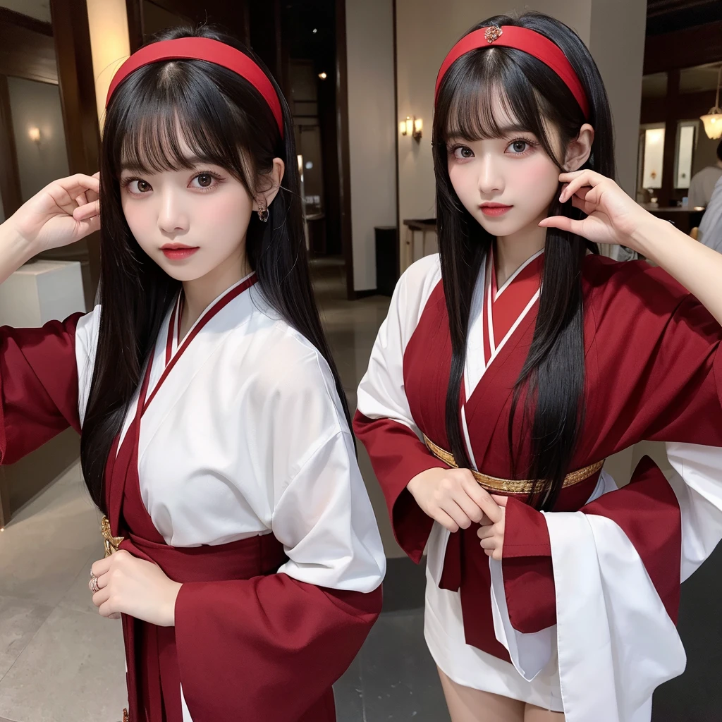 Urzan-6500-v1.1,  (RAW Photos:1.2), (Photorealistic), (Genuine:1.4), (Pieces fly), Elegant woman with a perfect figure: 1.3, Jet Black Hair、((Straight bob hair with neatly trimmed ends、bangs、Red Hairband))、(She is wearing a deep purple furisode with an elegant pattern..)、Standing with the fan closed、Majestic Hall々, (A look full of murderous intent:1.2)、 Highly detailed face and skin, Beautiful Eyes, double eyelid,  Full Body Shot:1.2、Wearing short boots、(1 person:1.4)、With panties、