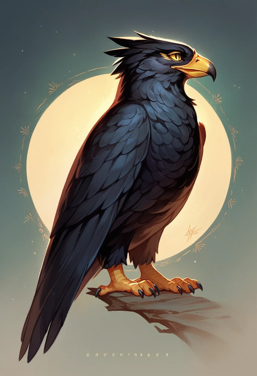 Award-winning photograph of a phoenix, yellow eyes, black feathers, eagle head, bird body, colored light reflections, magical, superb, fantasy art concept, intricate details, Best Quality, Masterpiece, ultra sharp, Hyper realistic, extreme realism.