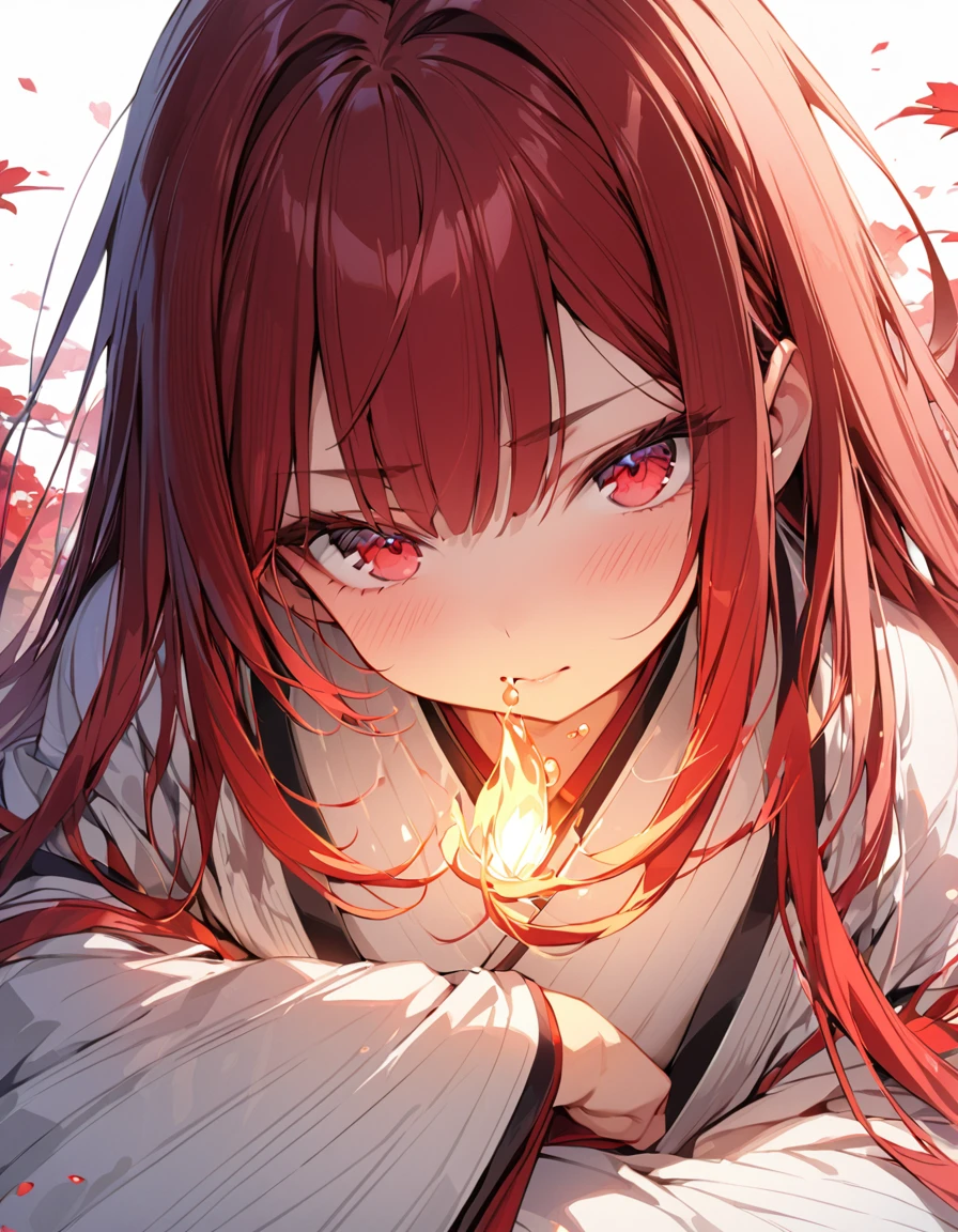 masterpiece Detailed description A woman with very long red hair Japanese style