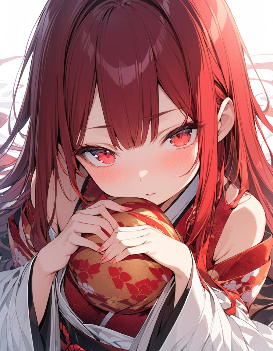 masterpiece Detailed description A woman with very long red hair Japanese style