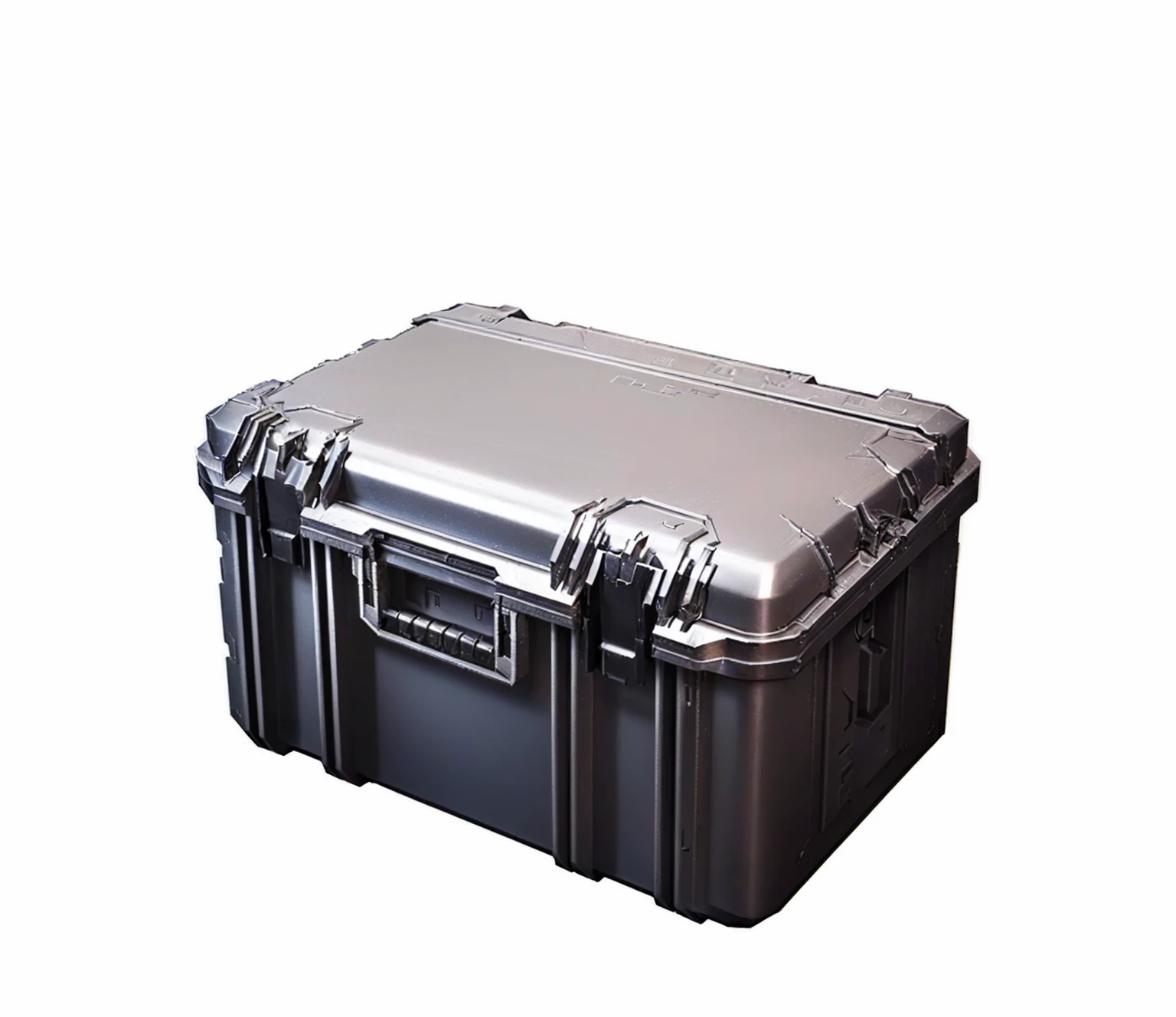 There is a large gray box with a handle, Marmoset Tool Kit render, Marmoset Tool Kit, 4, Unreal Engine4, Tool Kit, 8K, Holographic case display, ( ( Unreal Engine ) ), Marmoset Tool Kit rendered, Role Playing Game Items, ue 5, Unreal Engine5, Loot Boxes, Hard Surface 3D