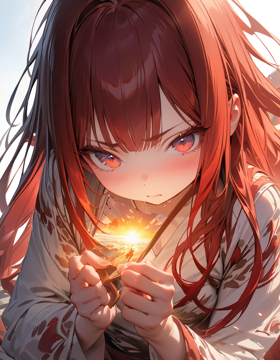 Embarrassed(Masseter muscle area, high quality, Mysterious, Beautiful and beautiful, Ideal body proportions, Official image art, Impressionism), (Ultra-high resolution, 8k RAW photos, Photorealistic, Natural light, Textile Shading),Perfect Fingers
