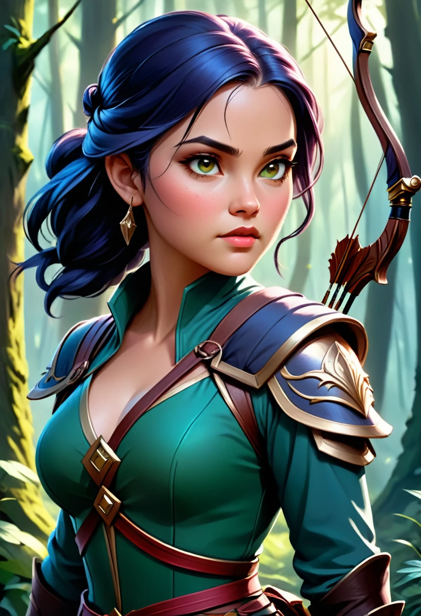 a skilled archer in a forest, highly detailed portrait, beautiful female character, dramatic lighting, cinematic composition, dark fantasy, dramatic poses, exquisite details, epic fantasy, fantasy art, digital art, concept art, fantasy character design, realistic portrait, volumetric lighting, dramatic mood, rich colors, chiaroscuro, cinematic atmosphere, fantasy illustration, high quality, 8k, photorealistic, masterpiece