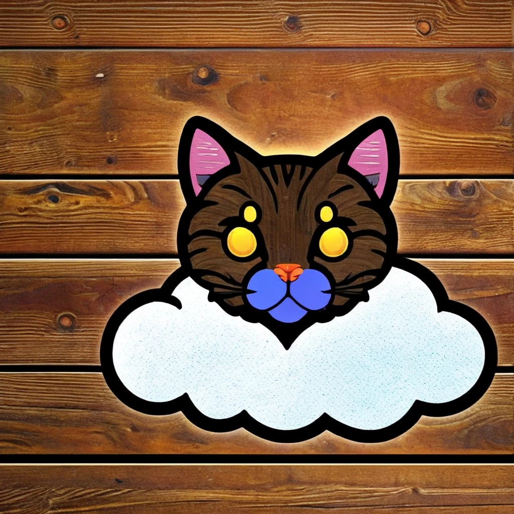 logo cat, background Wood, cloud, sky, meteor, sun