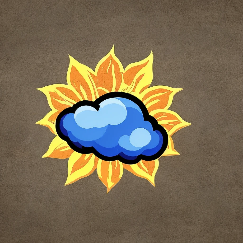 logo cat, background white, cloud, sky, meteor, sun