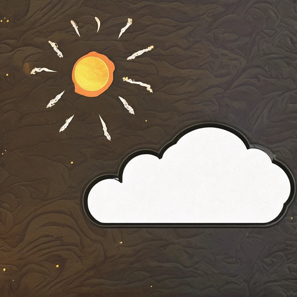logo cat, background white, cloud, sky, meteor, sun