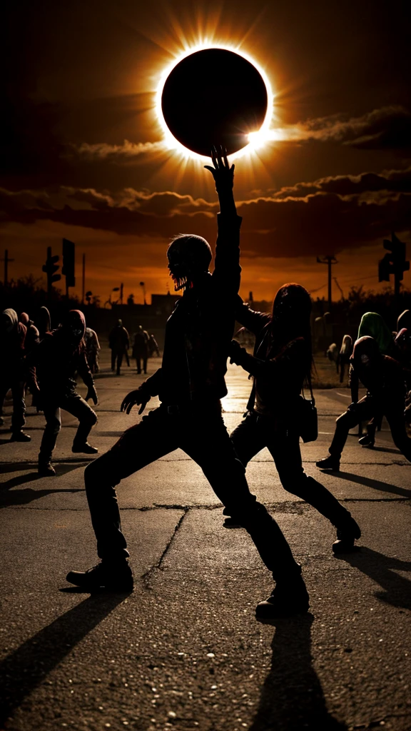 Zombie horde uner the solar eclipse