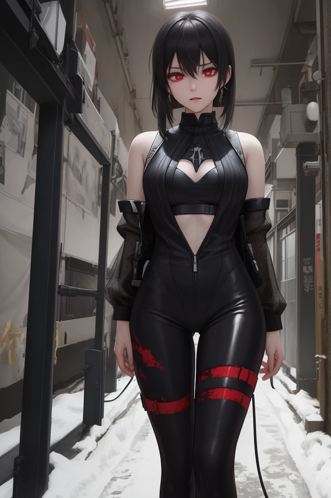 Black,Chiaroscuro, Ray Tracing, light, Cowboy shooting, 8K, Yes, Super Detail, precise, best quality, Award-winning, Award-winning, A High resolution, masterpiece, High Detail,guweiz on artstation pixiv, Hot topics on artstation pixiv, 详细的number概念艺术, author:Yang Jie, 2. 5D CGI Anime Fantasy Artwork,Ultra HD,8K ,Realistic skin texture,Chiaroscuro, Ray Tracing, light, 8K, Yes, Super Detail, precise, best quality, Award-winning, Award-winning, A High resolution, masterpiece, High Detail,In the snow,Clear,masterpiece, best quality, 8K, number, 1 girl, alone, stand up, Hair accessories, Red eyes, Heartless expression, Bloodstained Mechanical Parts, electric wire, cable, Failure Effect, scary, Science fiction, Futuristic, The background is darker, Neon, Cyberpunk Characters, Surreal, Strange, Disturbing, Chills on the spine, scary, Western Metal,Red eyes,发Black,Black色長手套,Jumpsuits,leggings,Highlight her graceful figure,将整个身体包裹stand up,Symbiote,((Sexy bulge)),Rompers,Red eyes,Venom Possession,发Black,Black色長手套,Jumpsuits,Black色一件,Blood-red eyes,best quality, High resolution, Super detailed, Vivid textures, mask, Bangs,wear socks,tears,被Black色粘液覆盖