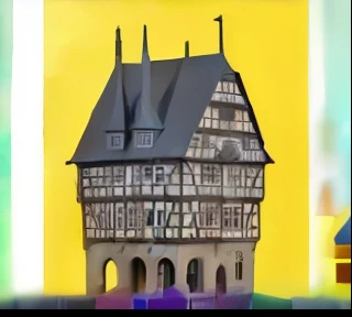 a close up of a building with a yellow background, german renaissance architecture, 1:87, tabletop model buildings, timbered house with bricks, wooden buildings, medieval house, elegant highly detailed, immaculately detailed, fancy medieval architecture, medieval architecture, detmold, tudor architecture, moderately detailed, very very high detailed, with highly detailed