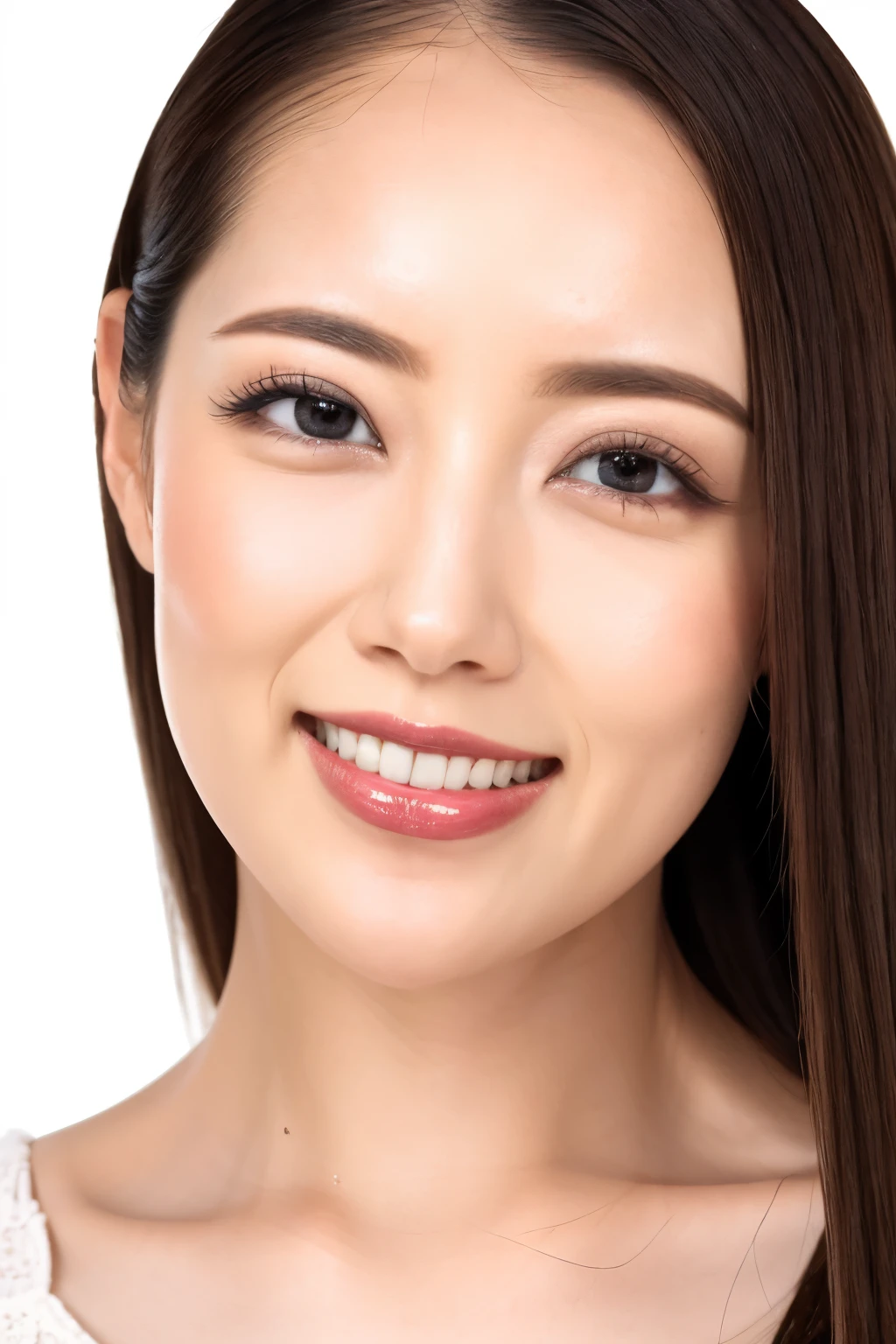 (Highest quality、Tabletop、8K、Best image quality、Award-winning works)、One beautiful woman、Close-up of face、Bright white skin、Very bright、(The simplest white background:1.5)、Lustrous and bright lips、Accurate anatomy、Ultra-high definition beauty face、Ultra HD Hair、Super high quality sparkling eyes、(Ultra-high resolution glossy skin:1.1)、Super high quality glossy lip、Look straight ahead