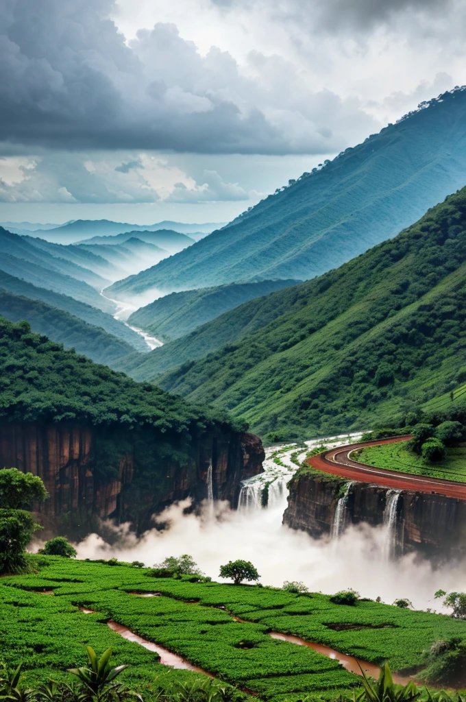 Animation of a man enjoying monsoon the western ghats of Karnataka