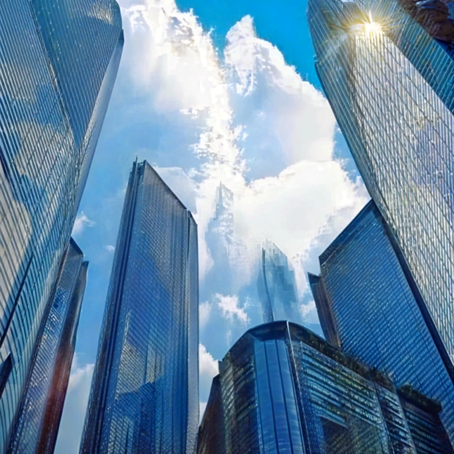 a view of a group of tall buildings with a sky background, high rise buildings, highrise buildings, skyscapers, highrise business district, with tall glass skyscrapers, tall buildings, high-rise buildings, skyscrapers, sky scrapers, glass buildings, high buildings, high rise skyscrapers, skycrapers, skyscrapers with greenery