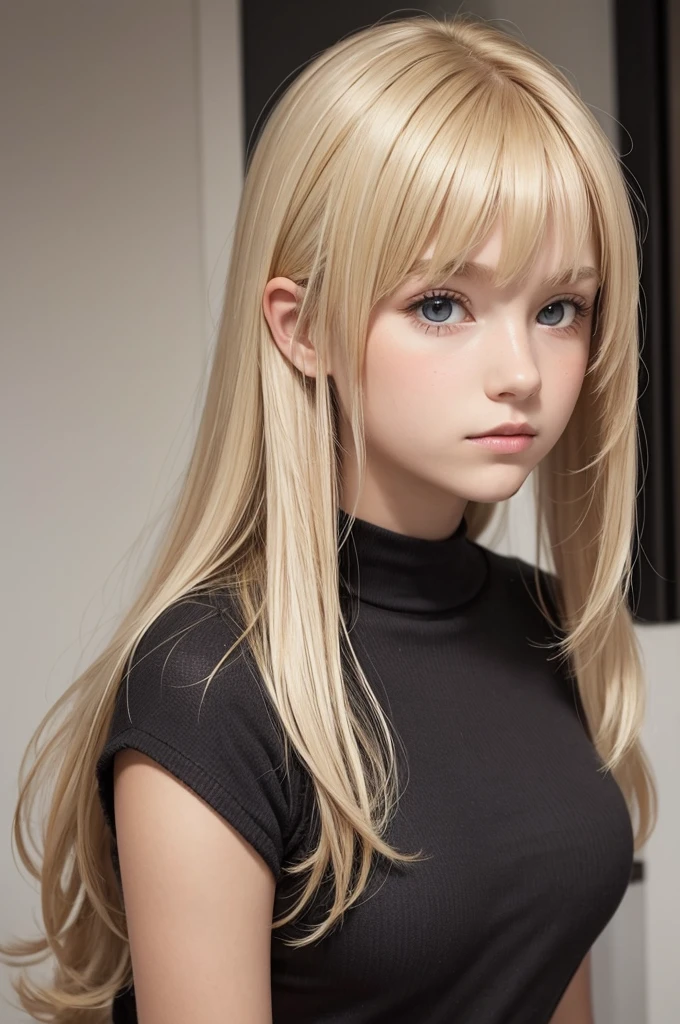Make a 13 year old, de 1,60 tall, medium hair blonde 