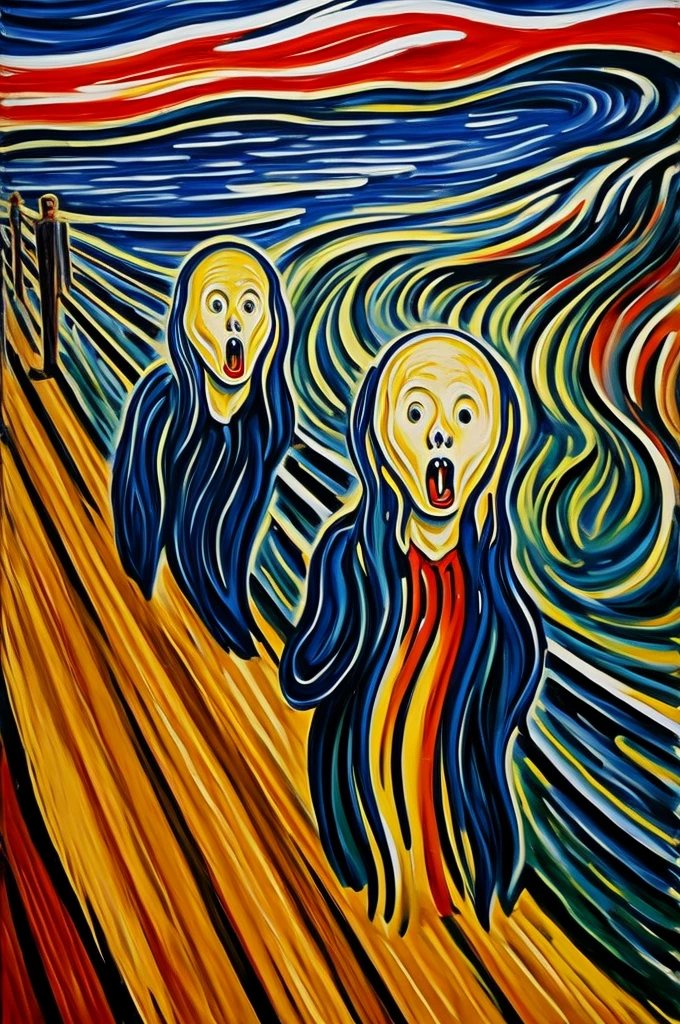 A painting faithful to Munch's The Scream, oil painting