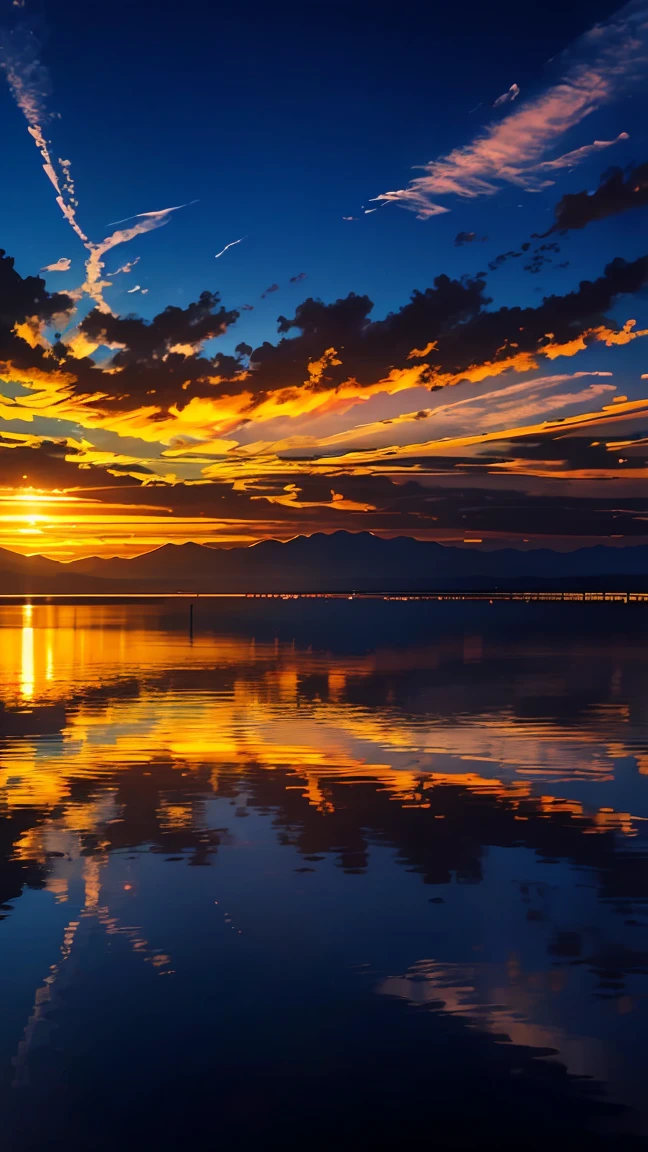 (Ultra-realistic:1.2), High resolution, (Bright colors, High resolution:1.1), (Sharp focus:1.1), (Physically Based Rendering:1.1), Tyndall effect, Colorful lights, (((Light shines through the gaps in the clouds))), Beautiful perspective, Contrasting Shadows, Moving configuration, Realistic scenery, unique configuration, Soft texture, Intricate details, Mysterious atmosphere, An artistic exploration of light and shadow,Golden dazzling light、Sunlight reflecting off the salt lake、A world view that captivates all who see it、