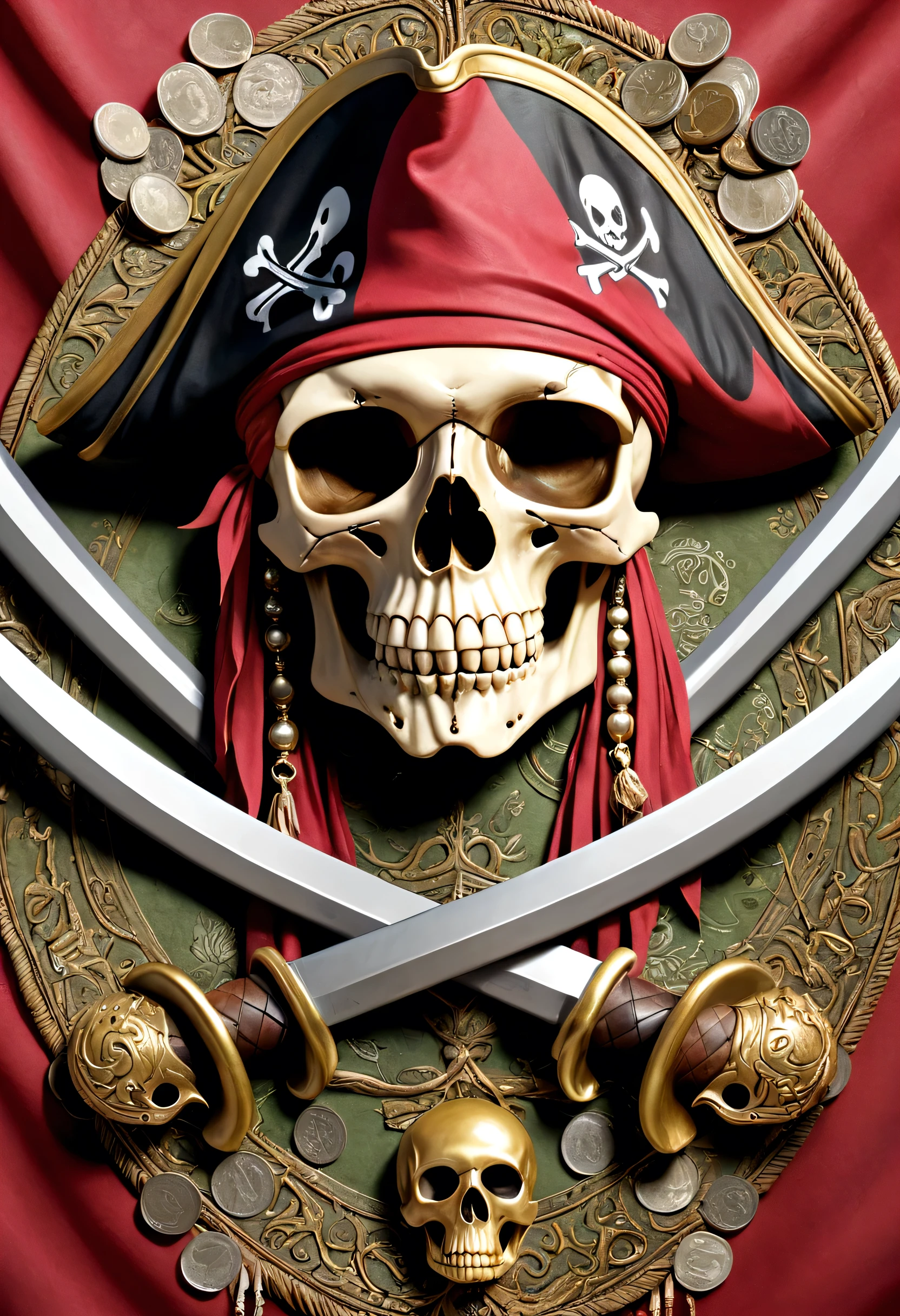 pirate flag, Two Spears, skullish, money, muito money