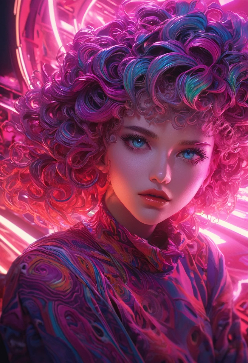 surreal surrealistic dreamlike masterpiece award winning extraordinary detailed work by chang kitchin vaporwave dystopian extremely detailed highly detailed futuristic cleveland ohio cinematic rim lighting octane rendering, 1 girl, beautiful detailed eyes, beautiful detailed lips, extremly detailed face and eyes, long eyelashes, intricate, mesmerizing, captivating, surreal, bizarro, disturbing, 80’s, ethereal, temperamental, atmospheric, cinematic lighting, volumetric lighting, dramatic shadows, intricate details, photorrealistic, 8K, best qualityer, hyper detailled, sharp focus, Physically based rendering, swirly vibrant colors, bright coloured