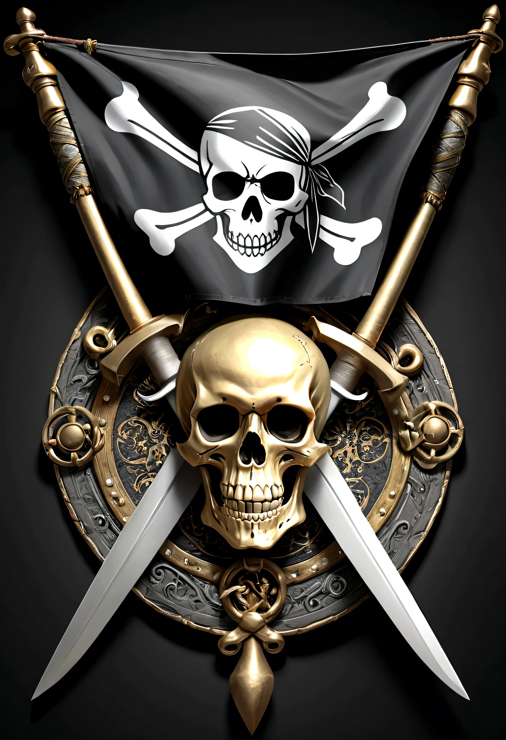 pirate flag, Two Spears, skullish, money, muito money