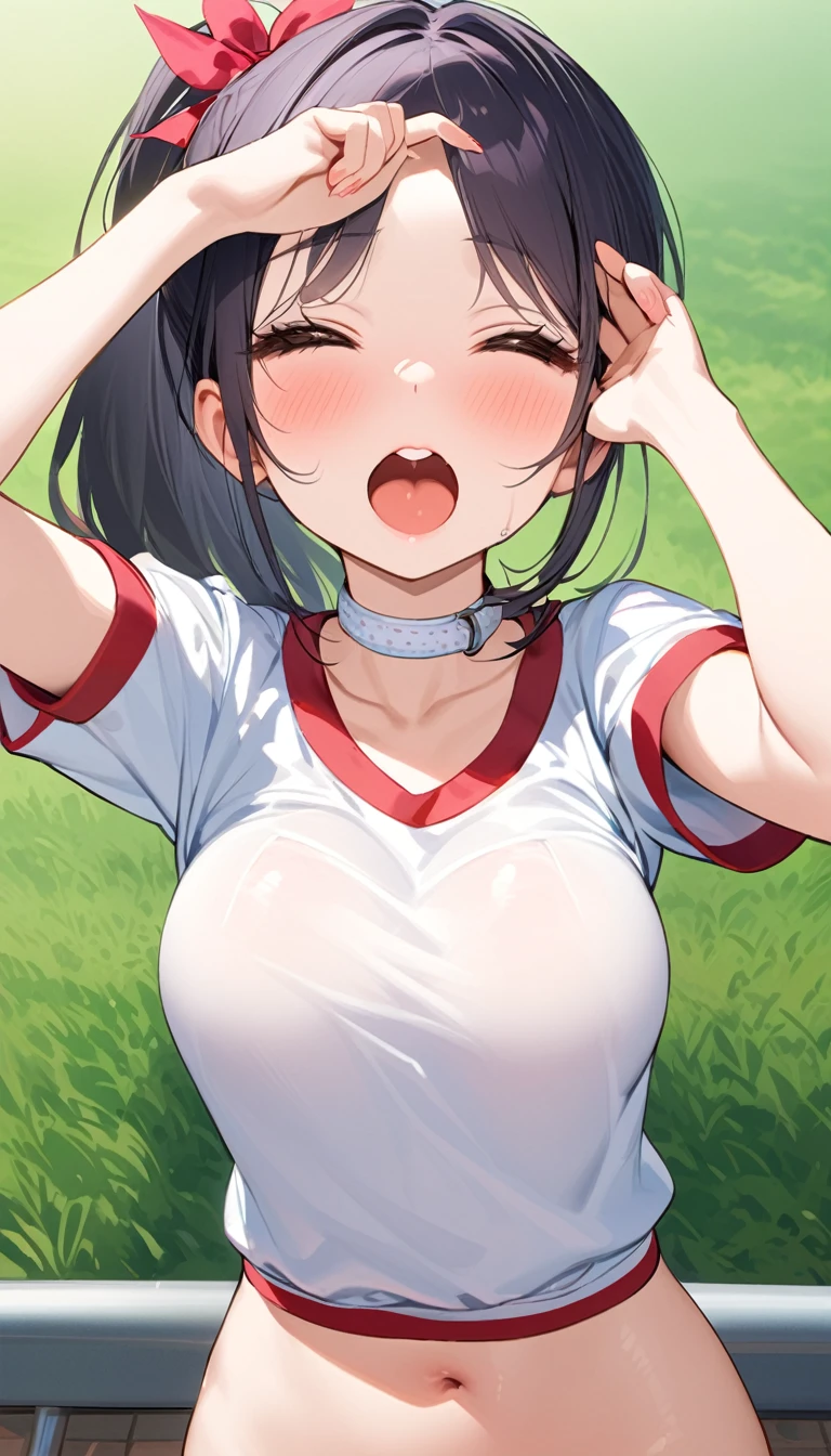 {{{{{16k, video of a tiny first-year junior high school girl who takes the pill and has her first menstrual period, her breasts swell up and her waist gets narrower, making her more feminine}}}}},{{{{{Ultra High-resolution realistic movie of neat virgin junior high school girl's in School-designated gym uniform with junior high ribbon as pretty as a actress in Grass schoolyard, She's in the middle school, but she's too well developed, her tits are too beautiful, When she rolls up her gym clothes from underneath her shyly raw, hidden big tits pop out, She's a junior high school girl with no makeup and no polish but her body is glamorous, She's a virgin but she's popular popular popular and she just has an aura of being popular}}}}},{{Extremely detailed}},{{{{{dye her cheeks flush and integrated her head pure small, thick lips, Enchanting thick gross idol's Lips}}}}},{{{{{dark colored bang ponytail hair}}}}},{{{{{She get more attractive and smoother her body, her expression and appearance are transformed into that of a pure, Her white tits are so fluffy, and are depicted in great detail, but her sex appeal from her neck fills the schoolyard, her bodyline and tits and hips are getting cuter and cuter, She has been reborn as a pretty one-in-a-thousand-year girl with a sparkling aura of cuteness}}}}}