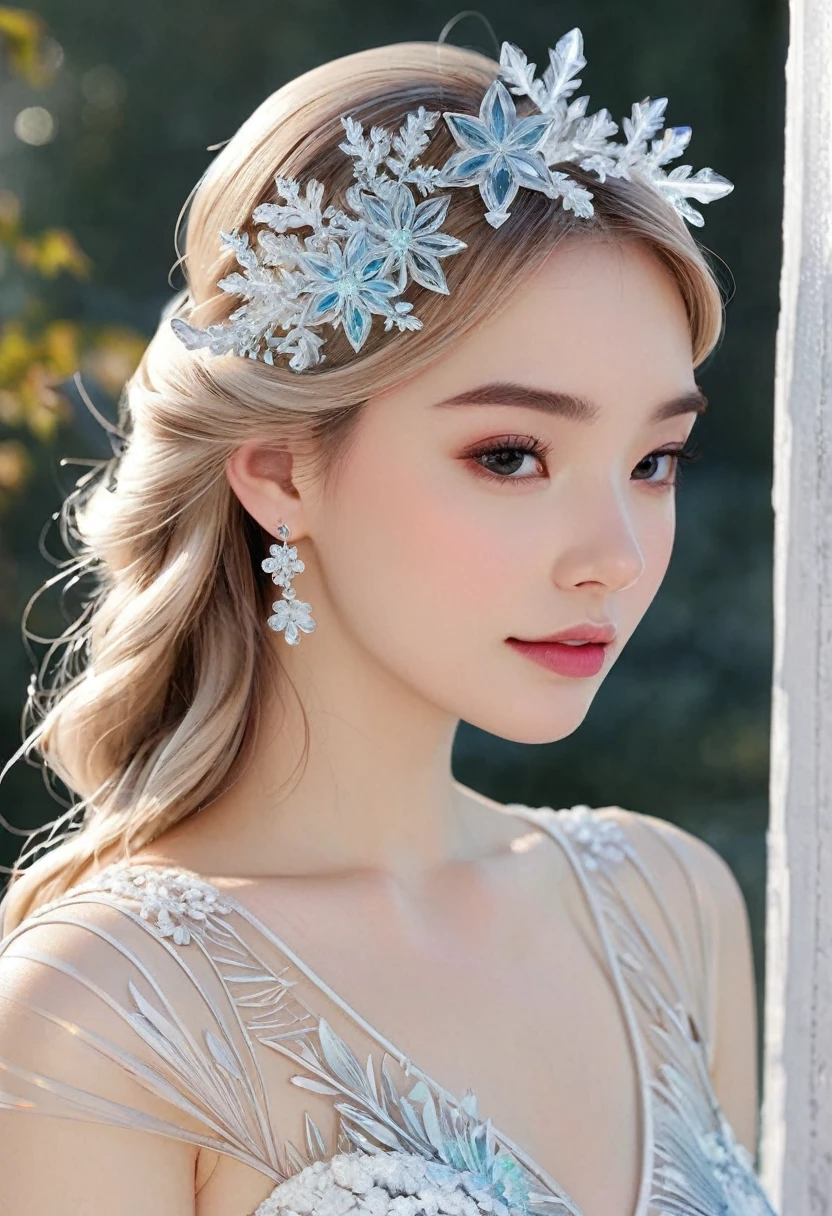 Transparent frozen flower hair ornament