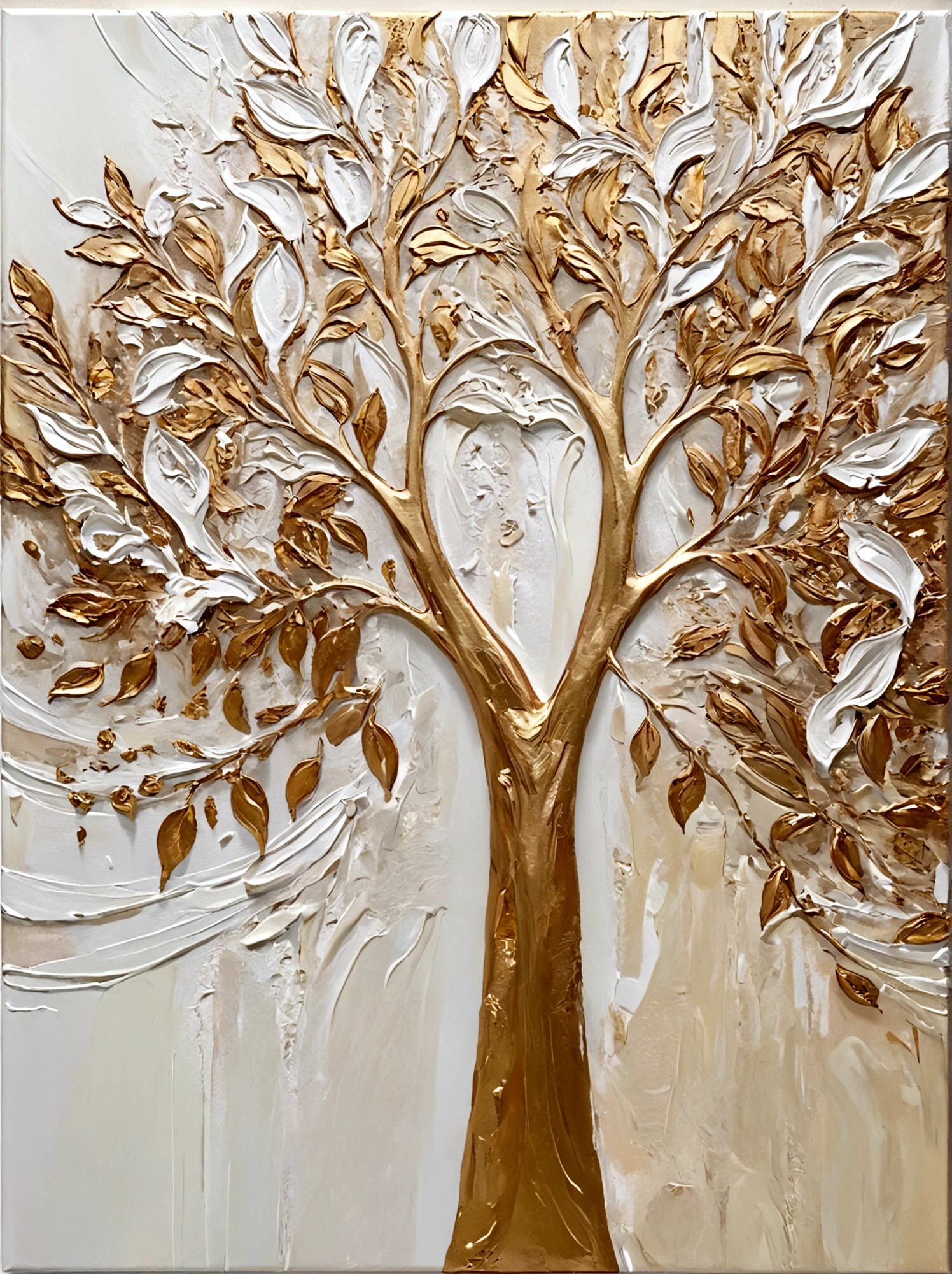 Gilded,gold,money tree,vanilla,bright,White background,vanilla,cream,whiskey,Abstract Art,emotion,emotion,Thick textured paint,