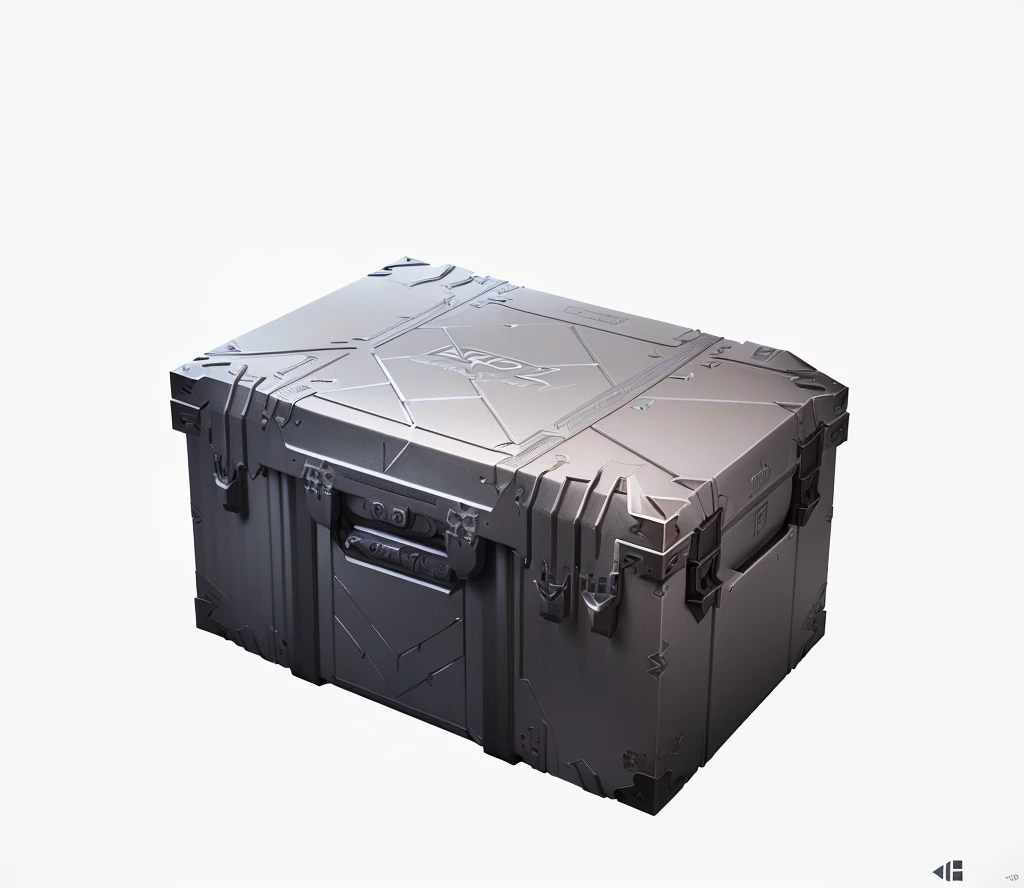 There is a large gray box with a handle, Marmoset Tool Kit render, Marmoset Tool Kit, 4, Unreal Engine4, Tool Kit, 8K, Holographic case display, ( ( Unreal Engine ) ), Marmoset Tool Kit rendered, Role Playing Game Items, ue 5, Unreal Engine5, Loot Boxes, Hard Surface 3D