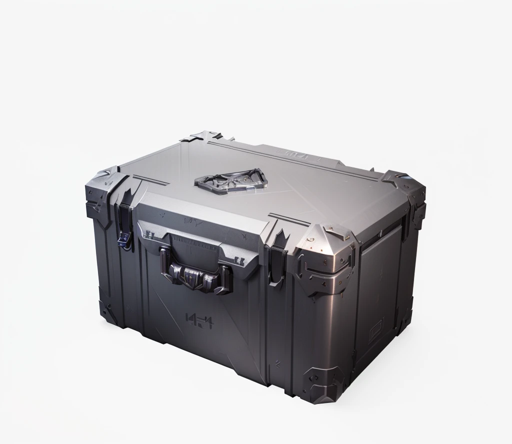 There is a large gray box with a handle, Marmoset Tool Kit render, Marmoset Tool Kit, 4, Unreal Engine4, Tool Kit, 8K, Holographic case display, ( ( Unreal Engine ) ), Marmoset Tool Kit rendered, Role Playing Game Items, ue 5, Unreal Engine5, Loot Boxes, Hard Surface 3D