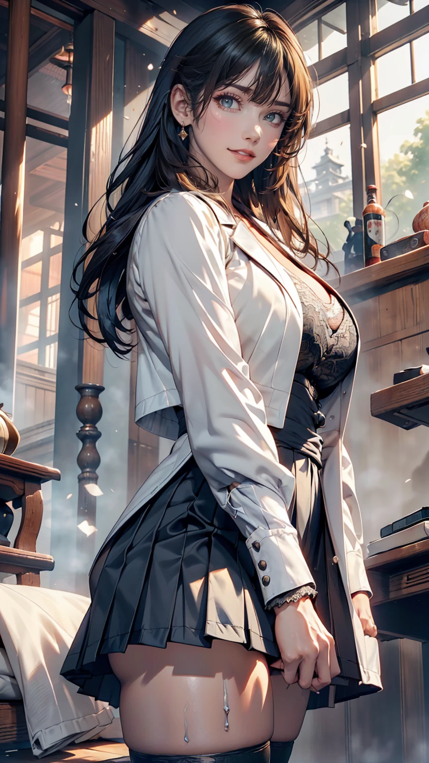 Japanese,(((Liz Hellesta))),Game Room Concept,PC Desk,Sit in a gaming chair,Priest,Game Controllers,keyboard,((Looking at the smartphone in his hand)),virtual,During game streaming,White Delivery Room,Liz Hellesta髪1,((真面eyeな服装)),(((Do not expose your breasts))),Woman in bed,masterpiece, Highest quality, Beautiful and sexy, ((From below)), (1 female), Liz Hell,bangs,((Japan girl with beautiful face)),Excellent costume design, charm, (Real breasts), (8k full body RAW photos), (Highly detailed skin: 1.2), ((Oily skin)), Captivating look, Highly detailed face, ((Black Hair)),fine grain, ((Sweaty body)), Inside the room,1 Girl,Open your mouth,Open your eye to see your audience,(((Big Ass))),(((Very muscular and thick thigh veins,))),Thigh Gap,(((Tight waist))),(Realistic:1.0),Front view,One girl,1h1 ..., ,White lace panties、(((Hairy))),Black pubic hair,Open pussy,Open labia,((Large exposed clitoris)),Sticky love juice drips down,Hair ornament net、Black Hairロングヘア、Long sleeve、Pleated skirt、(Blue silk thigh-high socks)、((Armband))、Navy blue pleated mini skirt、((White jacket, Cotton material))、(tight white shirt)、Navy Blue Skirt、(Metallic black thigh straps),(((Front view))),Specializing in PC games,Crying face,tears,Are crying,Expression of pain,Frowning,(((close ~ eye))),saliva1,((Open your mouth)),Showing teeth,Constricted eye1,