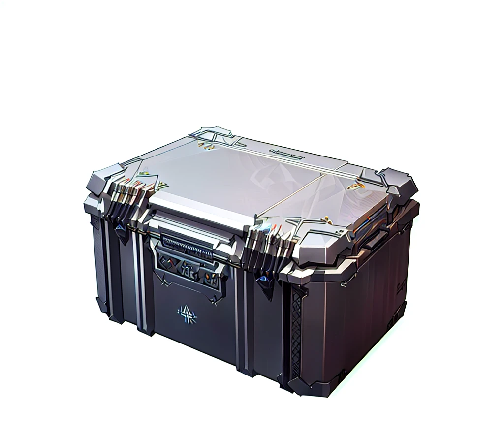 There is a large gray box with a handle, Marmoset Tool Kit render, Marmoset Tool Kit, 4, Unreal Engine4, Tool Kit, 8K, Holographic case display, ( ( Unreal Engine ) ), Marmoset Tool Kit rendered, Role Playing Game Items, ue 5, Unreal Engine5, Loot Boxes, Hard Surface 3D