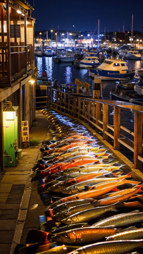 Fishing port、agitation、Lots of fish