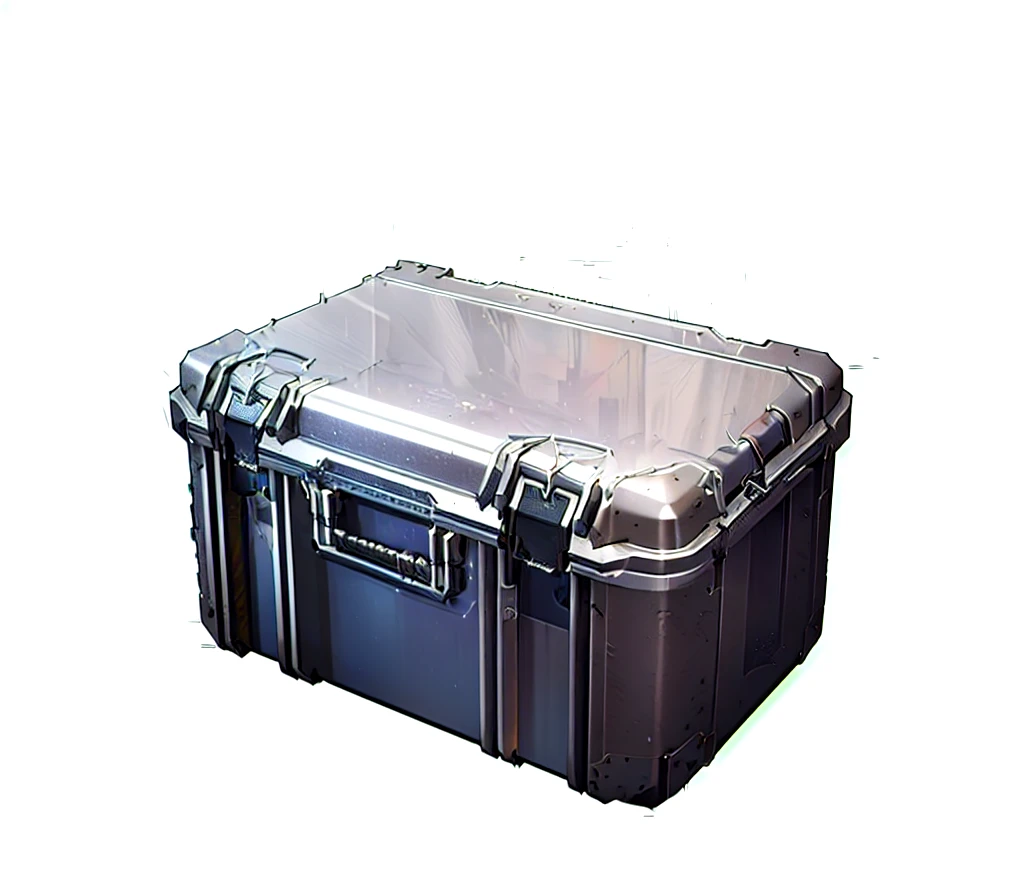 There is a large gray box with a handle, Marmoset Tool Kit render, Marmoset Tool Kit, 4, Unreal Engine4, Tool Kit, 8K, Holographic case display, ( ( Unreal Engine ) ), Marmoset Tool Kit rendered, Role Playing Game Items, ue 5, Unreal Engine5, Loot Boxes, Hard Surface 3D