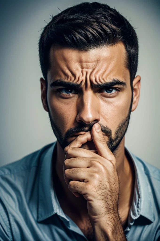 Stressed man's face