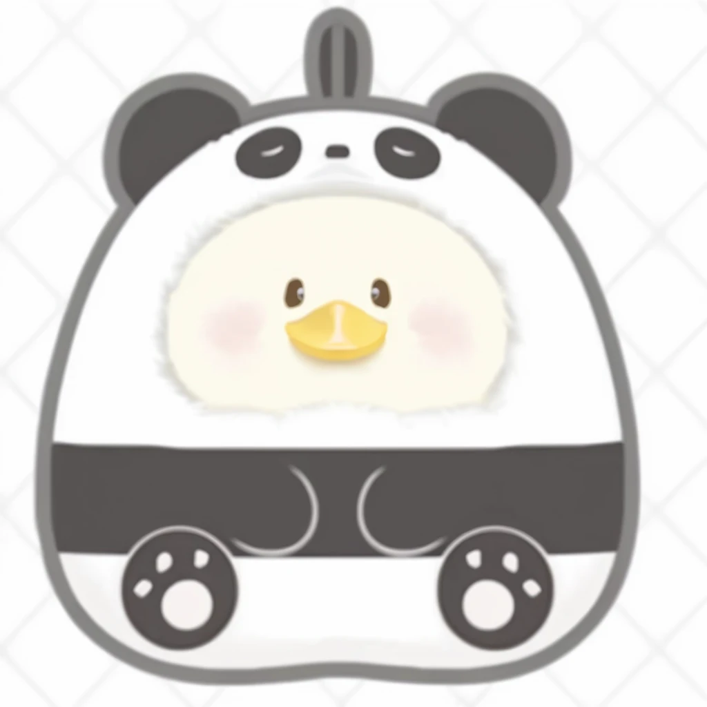 Duck wearing a panda costume