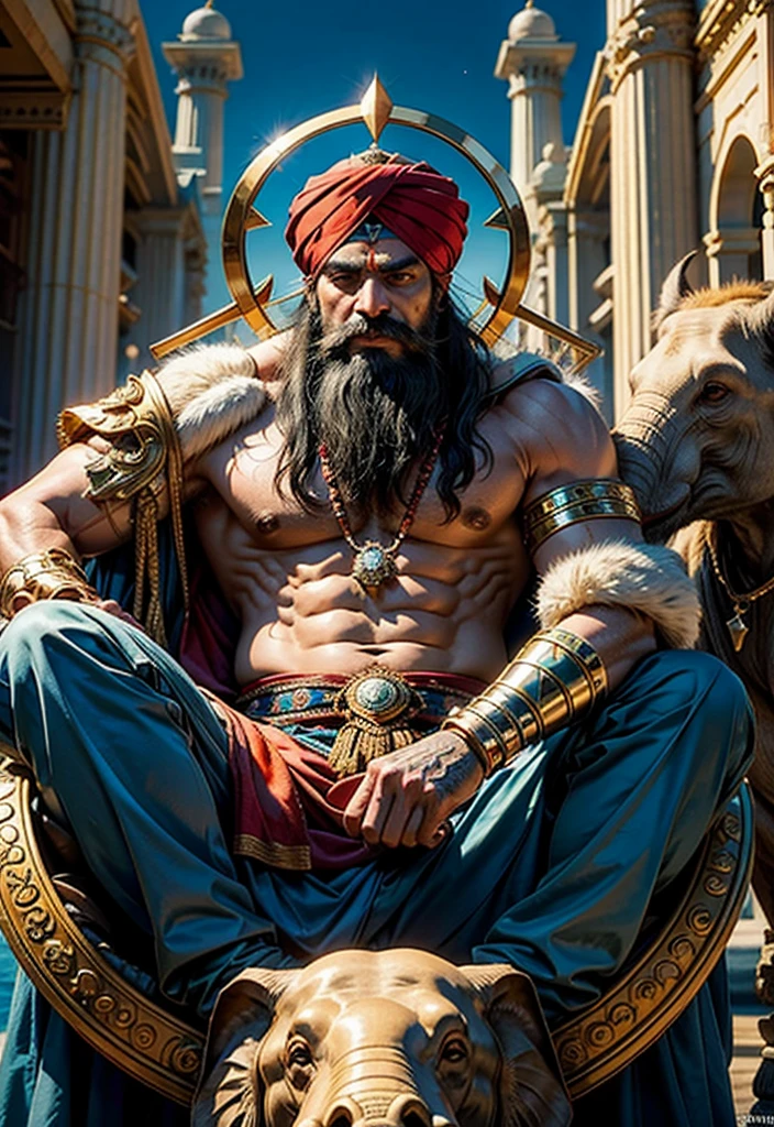 ChatGPT
Create information for ai picture of a demigod called nayak baba who has turban on his head and holding spare in one arm,he is sitting on huge elephant he had muscular body
ChatGPT
Character Information for Nayak Baba:
Name: Nayak Baba
Title: The Protector of the Realm
Appearance: Nayak Baba is a majestic demigod with a muscular and well-defined body. He has a fierce and determined expression that radiates power and wisdom. He wears a grand turban on his head, symbolizing his noble heritage and divine authority.
Attire: Along with the turban, Nayak Baba is adorned in traditional warrior attire that complements his imposing presence. His garments are rich in color and detail, reflecting his divine status and the respect he commands.
Weapon: In one arm, Nayak Baba holds a mighty spear, an extension of his strength and a symbol of his role as a protector. The spear is intricately designed, with ancient runes and symbols that glow with a mystical energy.
Mount: Nayak Baba is seated on a colossal elephant, his loyal companion and symbol of his unparalleled might. The elephant is adorned with regal armor and decorations, enhancing its majestic appearance. Together, they form an awe-inspiring sight that commands respect and admiration.
Background: Nayak Baba is revered as a protector of the realm, a demigod who descends to aid humanity in times of great need. His legend is one of courage, strength, and unwavering dedication to justice. His presence brings hope and fear to those who threaten the peace.
This detailed description should help in creating a vivid and powerful image of Nayak Baba.
Create information for ai picture of a demigod called nayak baba who has turban on his head and holding spare in one arm,he is sitting on huge elephant he had muscular body ,he was Indian army genral in 16th century
ChatGPT
Character Information for Nayak Baba:
Name: Nayak Baba
Title: The Protector of the Realm
Historical Background: Nayak Baba was a revered Indian Ar