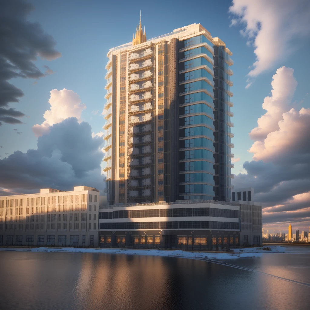 rendering of a tall building with a lot of windows on top of it, mantra rendering, rendering of checkmate, digital rendering, detailed rendering, architectural rendering, toon rendering, pre-rendered, 3d rendering, 3 d rendering, arnold rendering, architectural render, rendered, sharp hq rendering, conceptual rendering, rendering of the windigo, a digital rendering