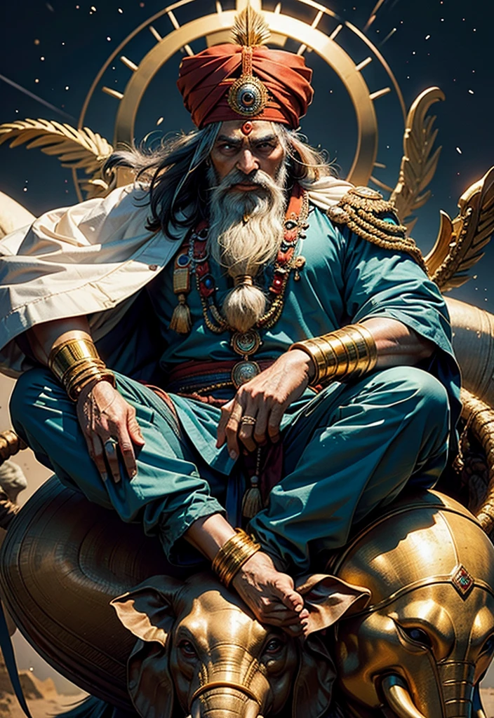 ChatGPT
Create information for ai picture of a demigod called nayak baba who has turban on his head and holding spare in one arm,he is sitting on huge elephant he had muscular body ,he was Indian army genral in 16th century , he is the protector of Chouhan clan ,very kind god for worshipers
ChatGPT
Here's a detailed description for the AI-generated picture of Nayak Baba:
Nayak Baba: The Protector Demigod
Appearance:
Headgear: Nayak Baba wears a grand, intricately designed turban that signifies his noble status and divine heritage.
Pose: He is seated majestically on a colossal, ornately adorned elephant, showcasing his commanding presence and connection with nature.
Weapon: In his right hand, he firmly holds a long, gleaming spear, symbolizing his strength and readiness to protect his people.
Physique: His muscular, well-built body exudes power and resilience, reflecting his prowess as a warrior and protector.
Clothing: He wears traditional 16th-century Indian attire that highlights his status as a revered figure and a military leader.
Background:
Historical Role: Nayak Baba served as a General in the Indian army during the 16th century, showcasing his tactical brilliance and leadership.
Clan Protector: He is the revered protector of the Chouhan clan, always vigilant and ready to defend his people from any threat.
Divine Qualities: As a demigod, Nayak Baba is known for his immense kindness and compassion towards his worshippers, offering them guidance and protection.
Attributes:
Kindness: His face radiates a gentle and compassionate expression, making him a beloved deity among his followers.
Power: The combination of his muscular build, formidable weapon, and the imposing elephant highlights his extraordinary strength and capability as a protector.
This description should guide the creation of a powerful and visually striking AI-generated image of Nayak Baba, capturing both his divine essence and historical significance.
