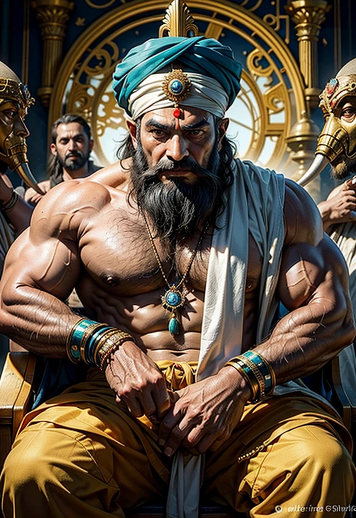 ChatGPT
Create information for ai picture of a demigod called nayak baba who has turban on his head and holding spare in one arm,he is sitting on huge elephant he had muscular body ,he was Indian army genral in 16th century , he is the protector of Chouhan clan ,very kind god for worshipers
ChatGPT
Here's a detailed description for the AI-generated picture of Nayak Baba:
Nayak Baba: The Protector Demigod
Appearance:
Headgear: Nayak Baba wears a grand, intricately designed turban that signifies his noble status and divine heritage.
Pose: He is seated majestically on a colossal, ornately adorned elephant, showcasing his commanding presence and connection with nature.
Weapon: In his right hand, he firmly holds a long, gleaming spear, symbolizing his strength and readiness to protect his people.
Physique: His muscular, well-built body exudes power and resilience, reflecting his prowess as a warrior and protector.
Clothing: He wears traditional 16th-century Indian attire that highlights his status as a revered figure and a military leader.
Background:
Historical Role: Nayak Baba served as a General in the Indian army during the 16th century, showcasing his tactical brilliance and leadership.
Clan Protector: He is the revered protector of the Chouhan clan, always vigilant and ready to defend his people from any threat.
Divine Qualities: As a demigod, Nayak Baba is known for his immense kindness and compassion towards his worshippers, offering them guidance and protection.
Attributes:
Kindness: His face radiates a gentle and compassionate expression, making him a beloved deity among his followers.
Power: The combination of his muscular build, formidable weapon, and the imposing elephant highlights his extraordinary strength and capability as a protector.
This description should guide the creation of a powerful and visually striking AI-generated image of Nayak Baba, capturing both his divine essence and historical significance.