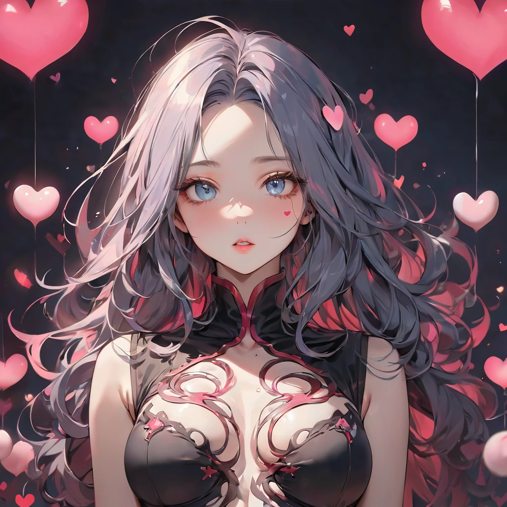 (Tsundere love:1.3 mode) (white Silhouette:1.2) (15 yo, solo:2 forehead blue hair long hair cute girl, lovely blue eyes, angry face, pink lip open mouth), break, (in a summer school sailor suit, red ribbon, skirt), (index finger raised), BREAK, (background a black), ((heart effect)), perfect anatomy, masterpiece, best quality, 16k, beautiful detailed grow, daydreaming expression.
