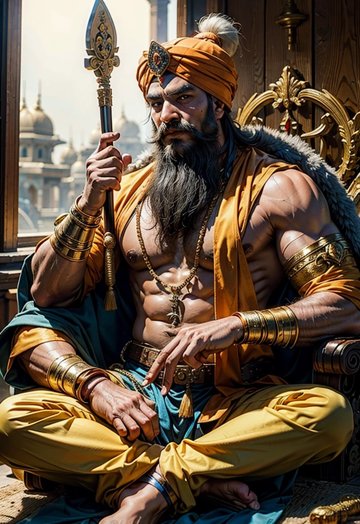 ChatGPT
Create information for ai picture of a demigod called nayak baba who has turban on his head and holding spare in one arm,he is sitting on huge elephant he had muscular body ,he was Indian army genral in 16th century , he is the protector of Chouhan clan ,very kind god for worshipers
ChatGPT
Here's a detailed description for the AI-generated picture of Nayak Baba:
Nayak Baba: The Protector Demigod
Appearance:
Headgear: Nayak Baba wears a grand, intricately designed turban that signifies his noble status and divine heritage.
Pose: He is seated majestically on a colossal, ornately adorned elephant, showcasing his commanding presence and connection with nature.
Weapon: In his right hand, he firmly holds a long, gleaming spear, symbolizing his strength and readiness to protect his people.
Physique: His muscular, well-built body exudes power and resilience, reflecting his prowess as a warrior and protector.
Clothing: He wears traditional 16th-century Indian attire that highlights his status . He wear Indian 16th century armer
Background:
Historical Role: Nayak Baba served as a General in the Indian army during the 16th century, showcasing his tactical brilliance and leadership.
Clan Protector: He is the revered protector of the Chouhan clan, always vigilant and ready to defend his people from any threat.
Divine Qualities: As a demigod, Nayak Baba is known for his immense kindness and compassion towards his worshippers, offering them guidance and protection.
Attributes:
Kindness: His face radiates a gentle and compassionate expression, making him a beloved deity among his followers.
Power: The combination of his muscular build, formidable weapon, and the imposing elephant highlights his extraordinary strength and capability as a protector.
This description should guide the creation of a powerful and visually striking AI-generated image of Nayak Baba, capturing both his divine essence and historical significance.
4/4
Create information for ai pict