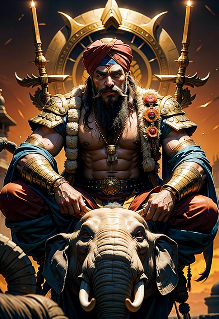 ChatGPT
Create information for ai picture of a demigod called nayak baba who has turban on his head and holding spare in one arm,he is sitting on huge elephant he had muscular body ,he was Indian army genral in 16th century , he is the protector of Chouhan clan ,very kind god for worshipers
ChatGPT
Here's a detailed description for the AI-generated picture of Nayak Baba:
Nayak Baba: The Protector Demigod
Appearance:
Headgear: Nayak Baba wears a grand, intricately designed turban that signifies his noble status and divine heritage.
Pose: He is seated majestically on a colossal, ornately adorned elephant, showcasing his commanding presence and connection with nature.
Weapon: In his right hand, he firmly holds a long, gleaming spear, symbolizing his strength and readiness to protect his people.
Physique: His muscular, well-built body exudes power and resilience, reflecting his prowess as a warrior and protector.
Clothing: He wears traditional 16th-century Indian attire that highlights his status . He wear Indian 16th century armer
Background:
Historical Role: Nayak Baba served as a General in the Indian army during the 16th century, showcasing his tactical brilliance and leadership.
Clan Protector: He is the revered protector of the Chouhan clan, always vigilant and ready to defend his people from any threat.
Divine Qualities: As a demigod, Nayak Baba is known for his immense kindness and compassion towards his worshippers, offering them guidance and protection.
Attributes:
Kindness: His face radiates a gentle and compassionate expression, making him a beloved deity among his followers.
Power: The combination of his muscular build, formidable weapon, and the imposing elephant highlights his extraordinary strength and capability as a protector.
This description should guide the creation of a powerful and visually striking AI-generated image of Nayak Baba, capturing both his divine essence and historical significance.
4/4
Create information for ai pict