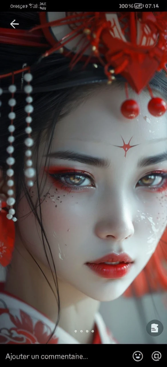 Visage geisha rouge oni 