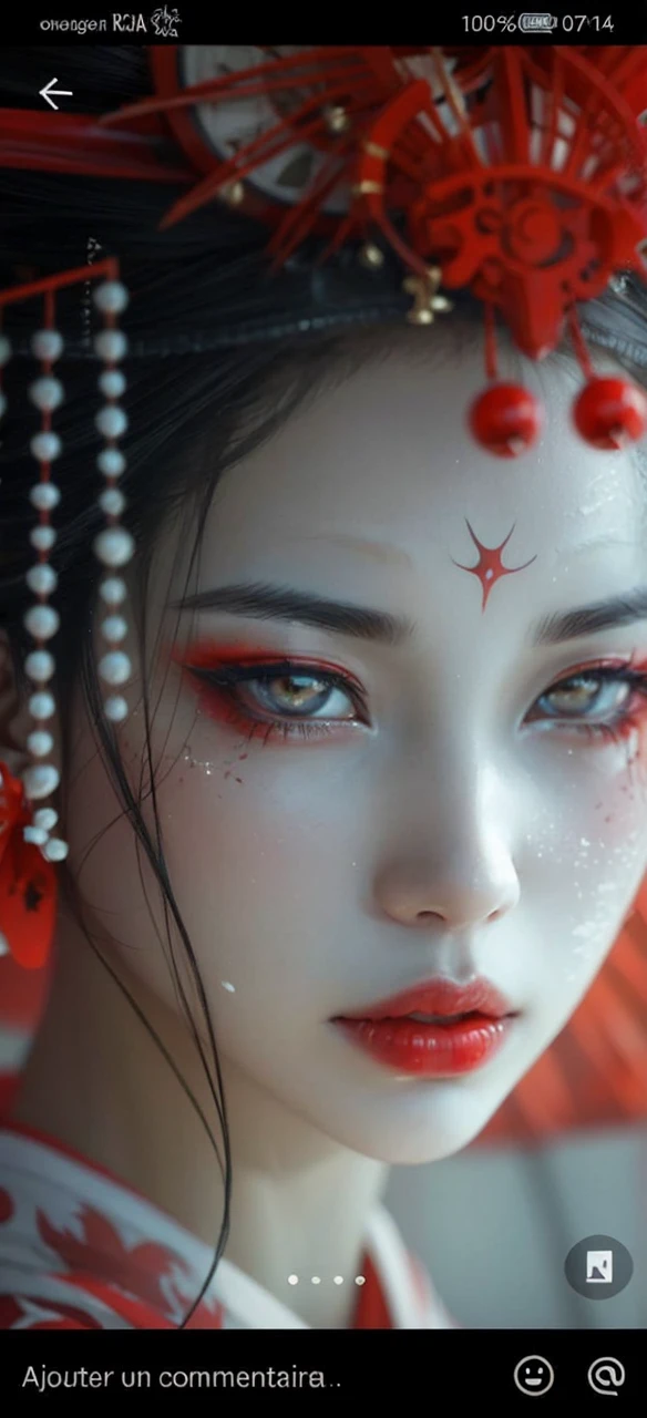 Visage geisha rouge oni