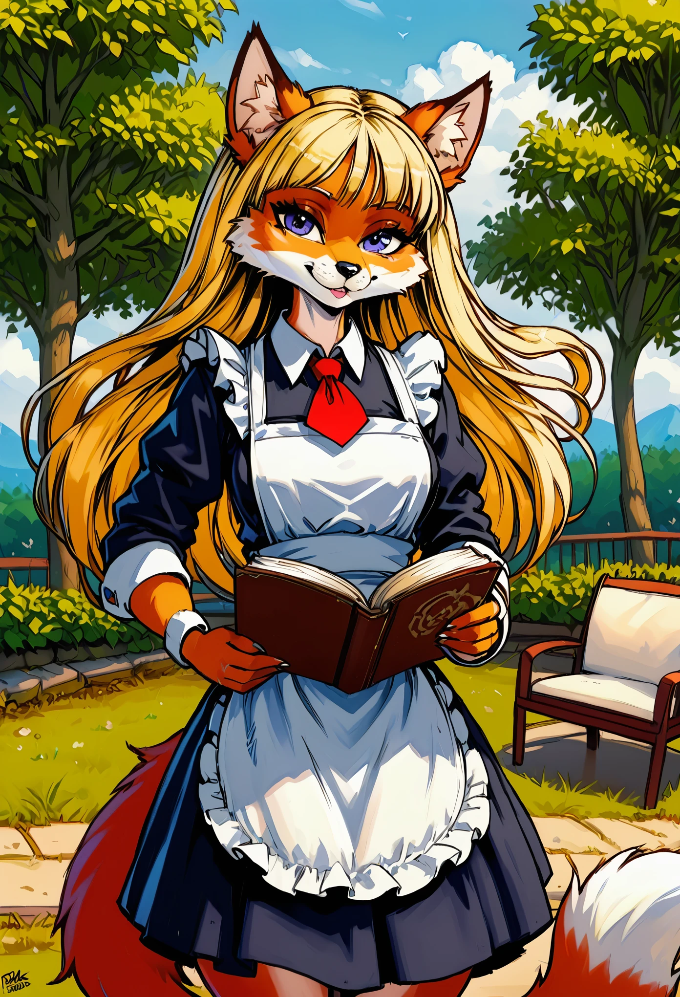 solo,masterpiece, 8k,best quality ,furry girl,8k,hdr,hires,high detail fur,
outdoors,servalcat,holding_book
perfect ???????,blonde,long hair,look at looking at viewer,(white apron:1.1),red neckchief
