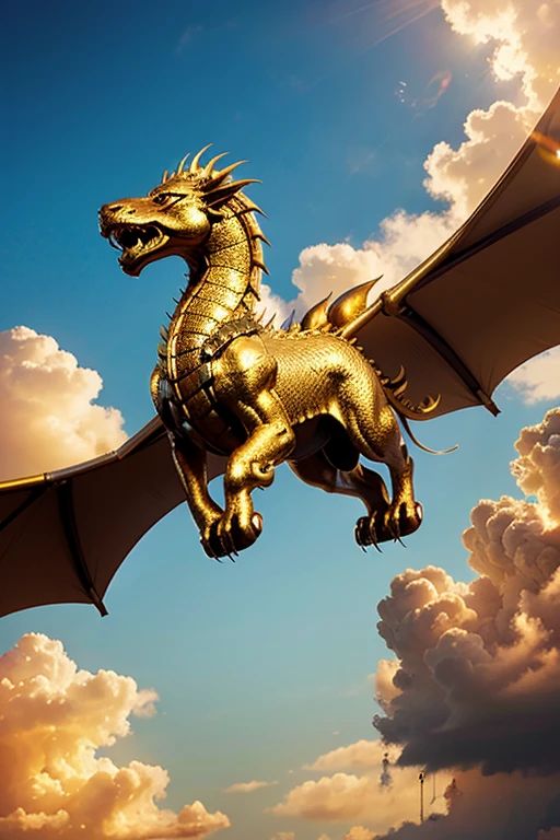 Golden dragon in the sky