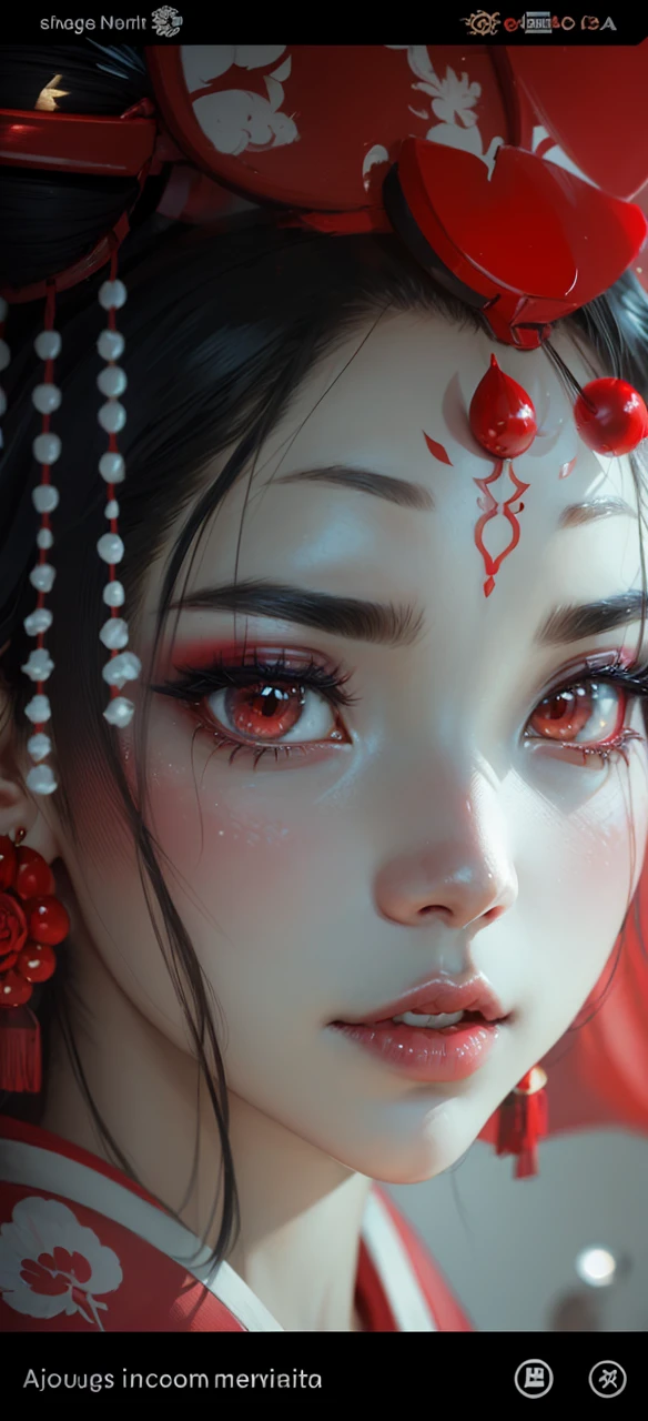 Visage geisha rouge oni