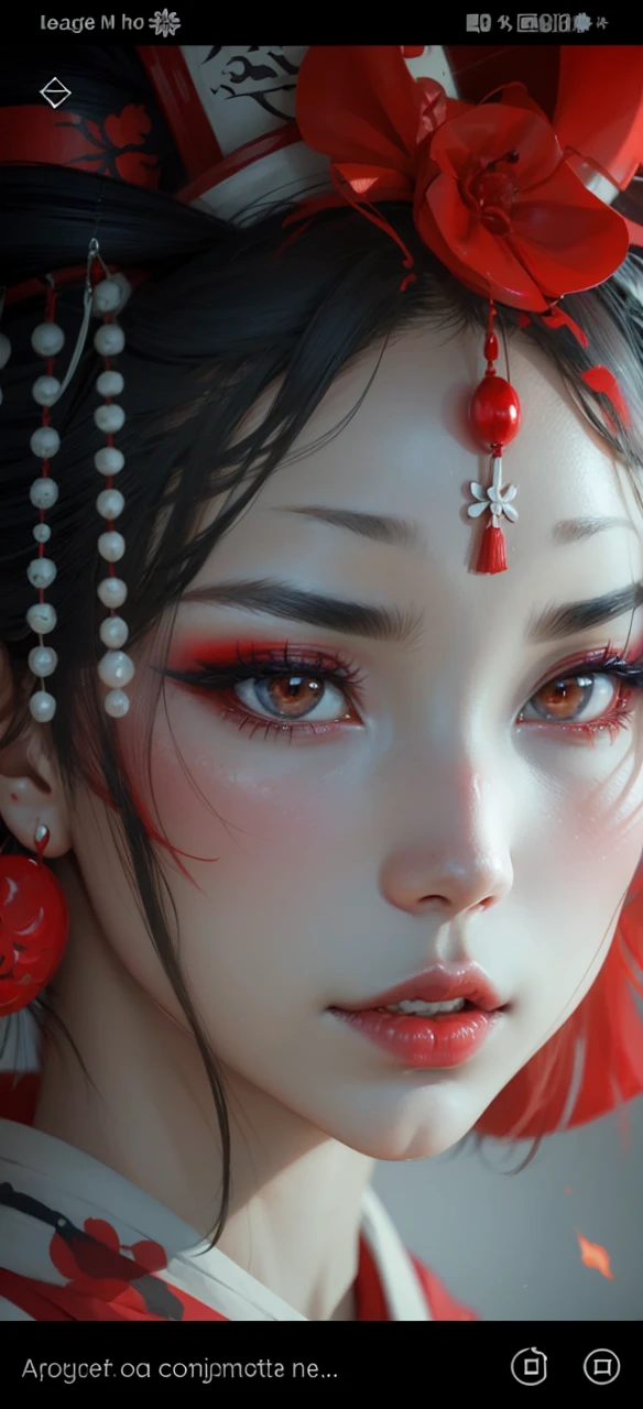 Visage geisha rouge oni
