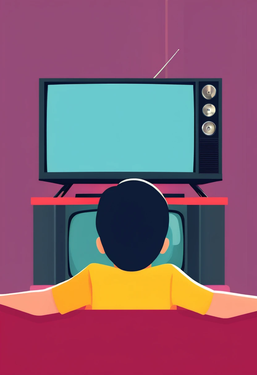 ??? watching tv illustration flat design