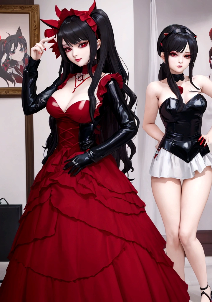 there is a woman in a red and black dress posing for a picture, anime girl cosplay, anime cosplay, rin tohsaka, cosplay, cosplay photo, cosplayer, gothic maiden anime girl, 1 7 - year - old anime goth girl, anime girl in real life, professional cosplay, by Jin Homura, ornate cosplay, red and black costume!!!